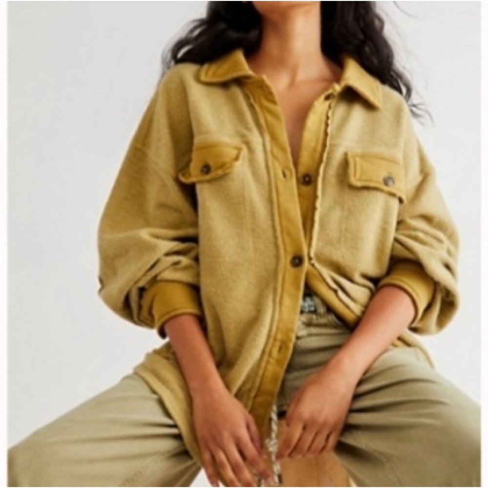 Women's Freepeople Ruby Shacket Jacket in mustard